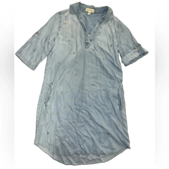 Cloth and Stone Blue Jean Dress with metallic dots. - Picture 7 of 13